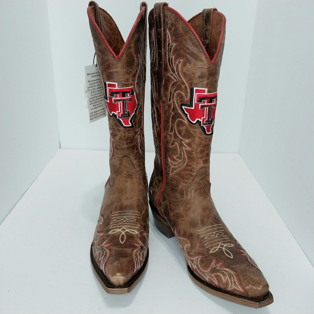 Vaccari University Texas Tech Red Raiders Distressed  Snip Toe Boots, NWT‎